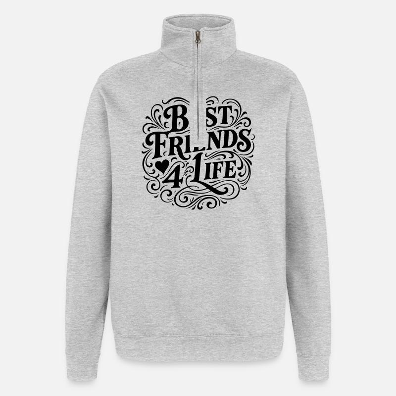 Beste Freunde Freundschaft - Quarter-Zip-Sweatshirt - Grau meliert