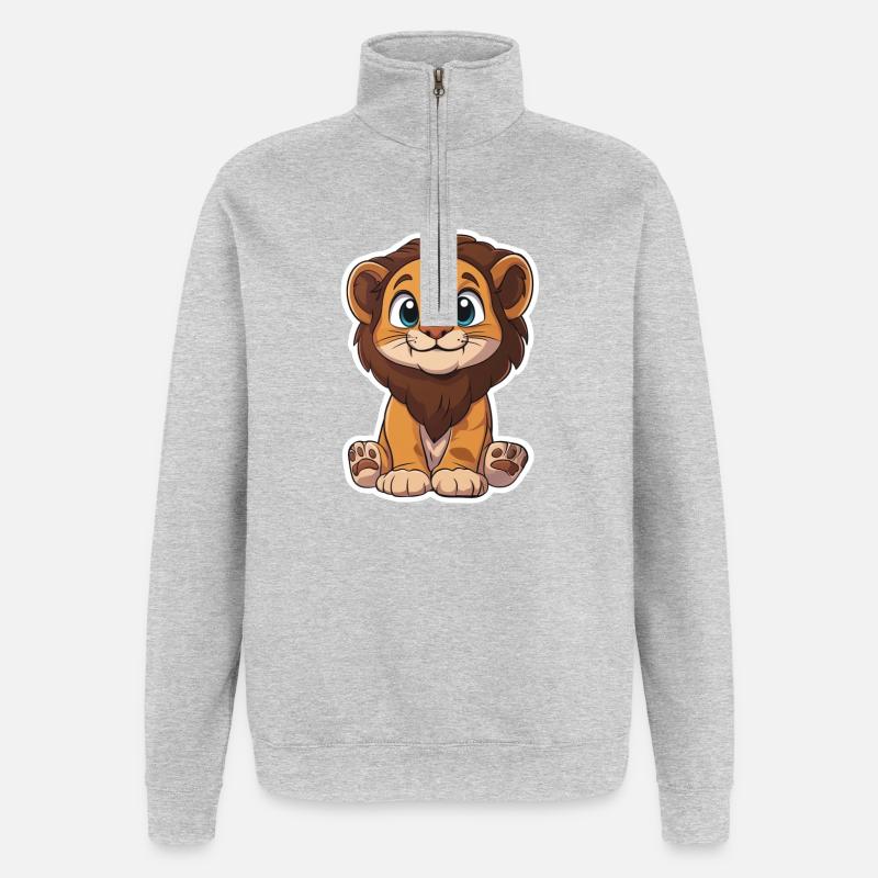 Löwe - Quarter-Zip-Sweatshirt - Grau meliert