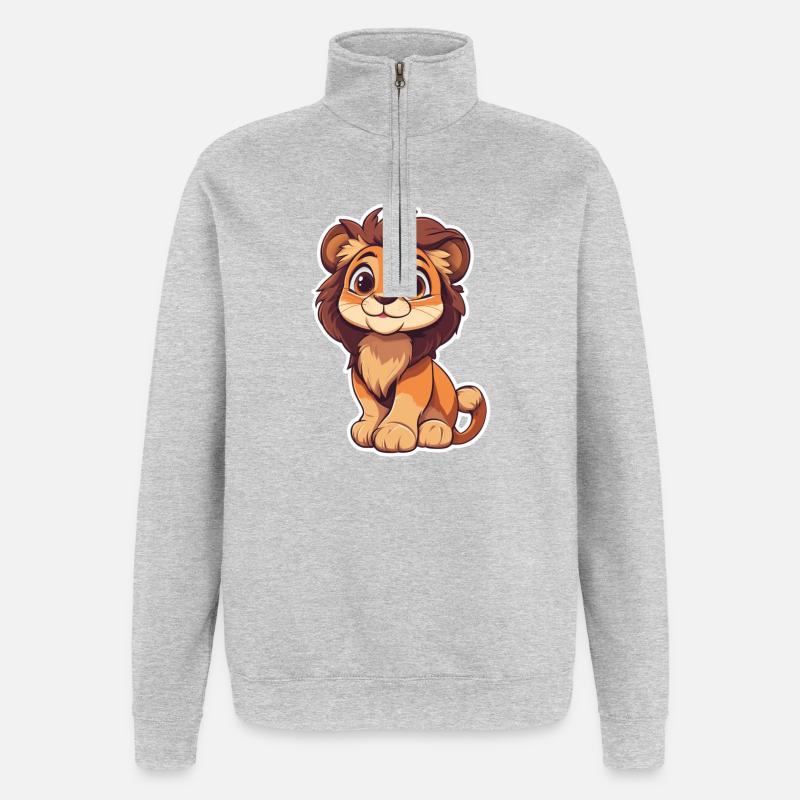 Löwe - Quarter-Zip-Sweatshirt - Grau meliert