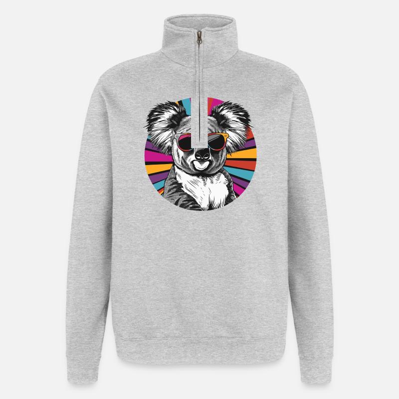 Koala Comic - Quarter-Zip Sweatshirt - heather grey