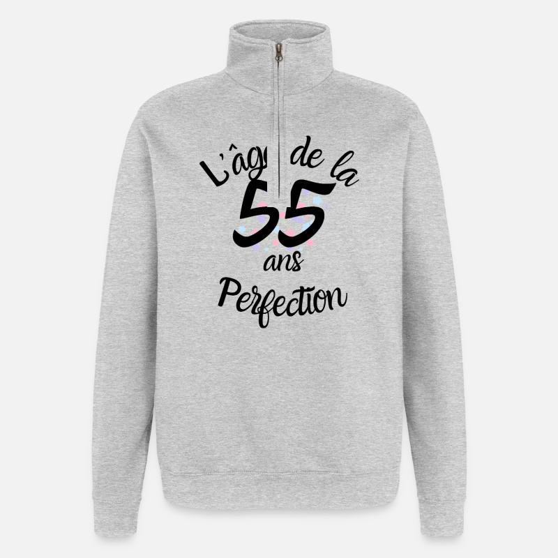 55 ans, l'âge de la perfection - Sweat à zip 1/4 - gris chiné