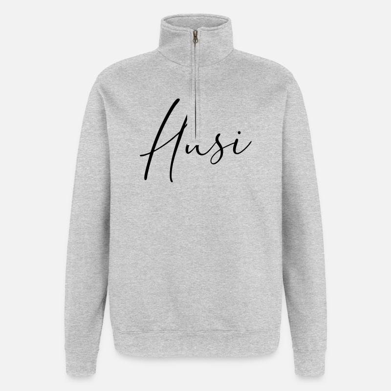 hasi / handschrift design - Quarter-Zip-Sweatshirt - Grau meliert