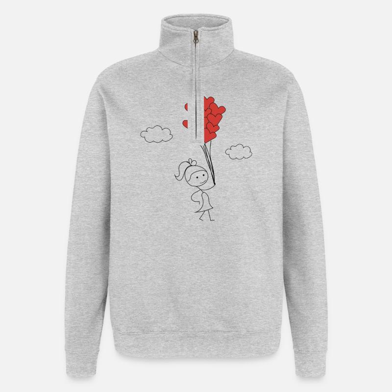 Süßes Mädchen - Quarter-Zip-Sweatshirt - Grau meliert