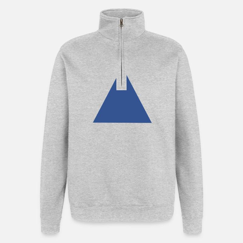 Motif abstrait de triangle bleu - Sweat à zip 1/4 - gris chiné