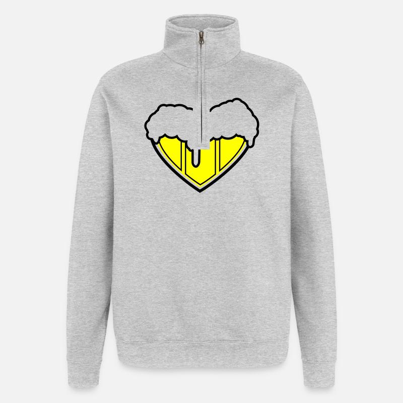 A heart for beer - Bierherz - Quarter-Zip Sweatshirt - heather grey