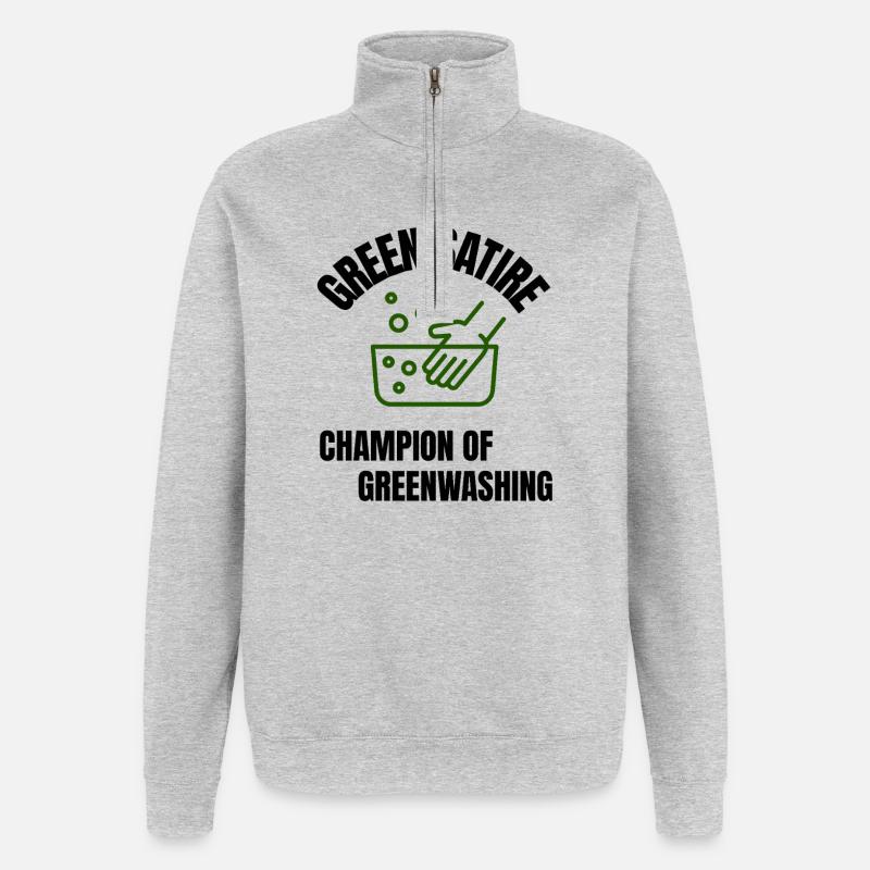 Satire verte - Championne de l’écoblanchiment - Sweat à zip 1/4 - gris chiné