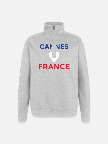 Cannes Liebe Frankreich Design - Quarter-Zip-Sweatshirt - Grau meliert