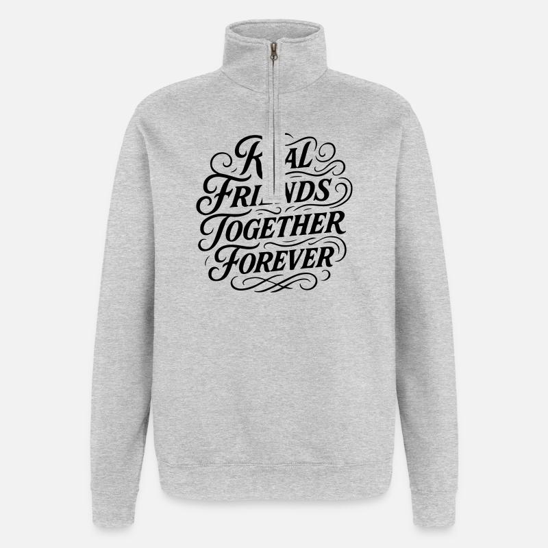 Echte Freunde Für Immer Freundschaft - Quarter-Zip-Sweatshirt - Grau meliert