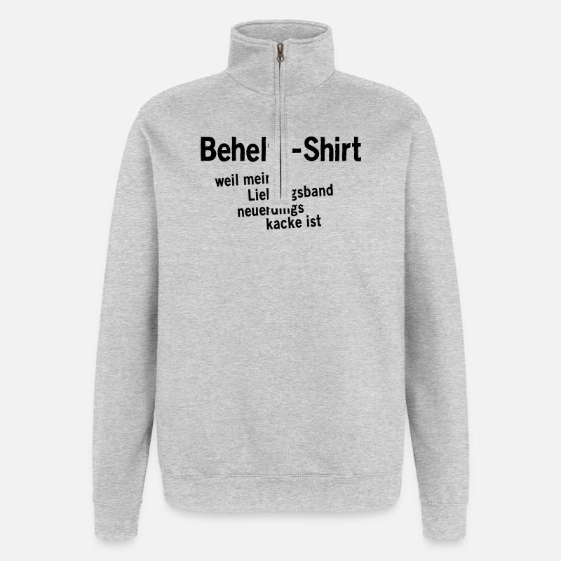 Behelfs-Shirt - Quarter-Zip-Sweatshirt - Grau meliert