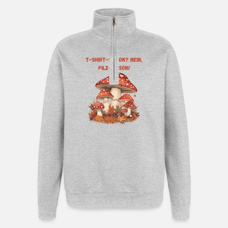 Pilz Saison Herbstillustration Fliegenpilze - Quarter-Zip-Sweatshirt - Grau meliert