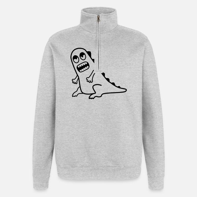 Dino Grrr – T-Rex, Nerd & Comic Style - Quarter-Zip-Sweatshirt - Grau meliert