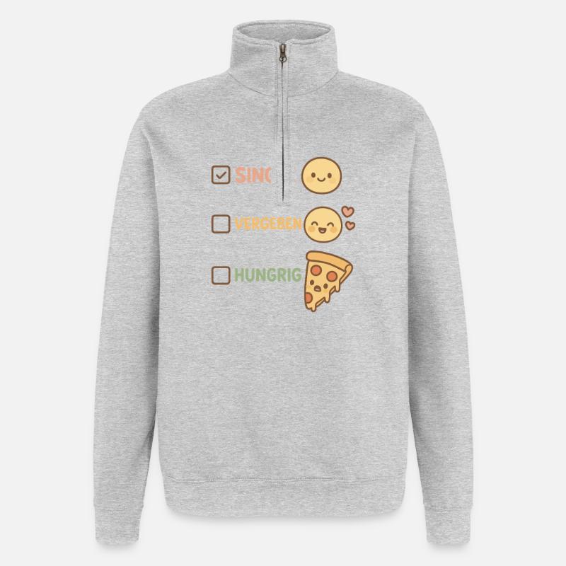 Statut relationnel & mèmes pizza - Sweat à zip 1/4 - gris chiné