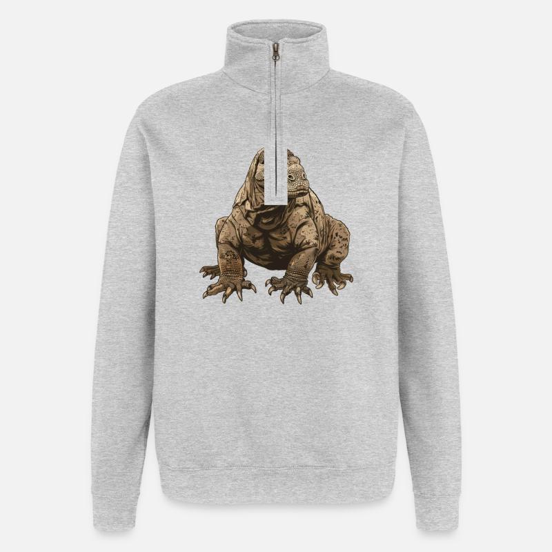 Realistic Komodo Dragon Illustration - Quarter-Zip Sweatshirt - heather grey