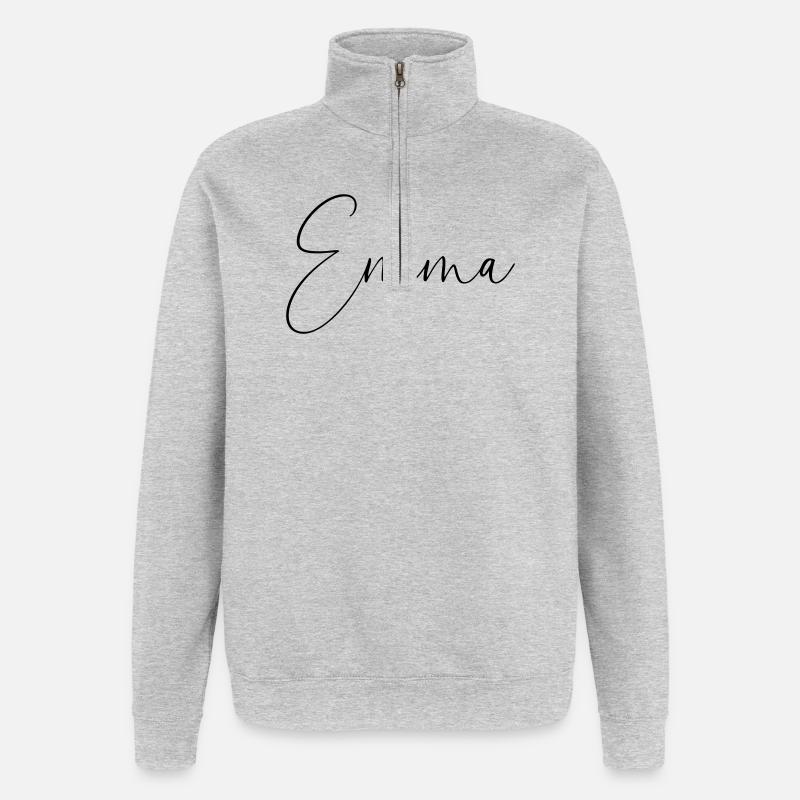Emma / Handwriting Personalized Design - Quarter-Zip Sweatshirt - heather grey