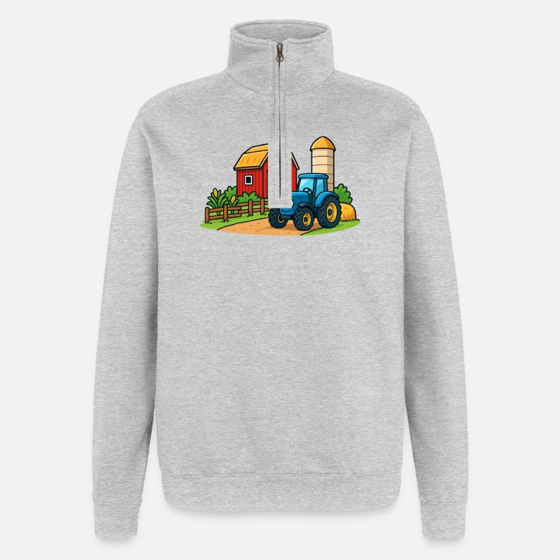 Fun farm with tractor - Quarter-Zip Sweatshirt - heather grey
