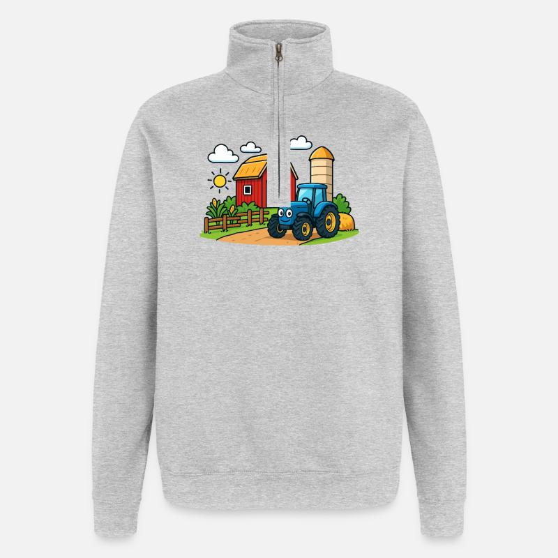 Fun farm with tractor - Quarter-Zip Sweatshirt - heather grey