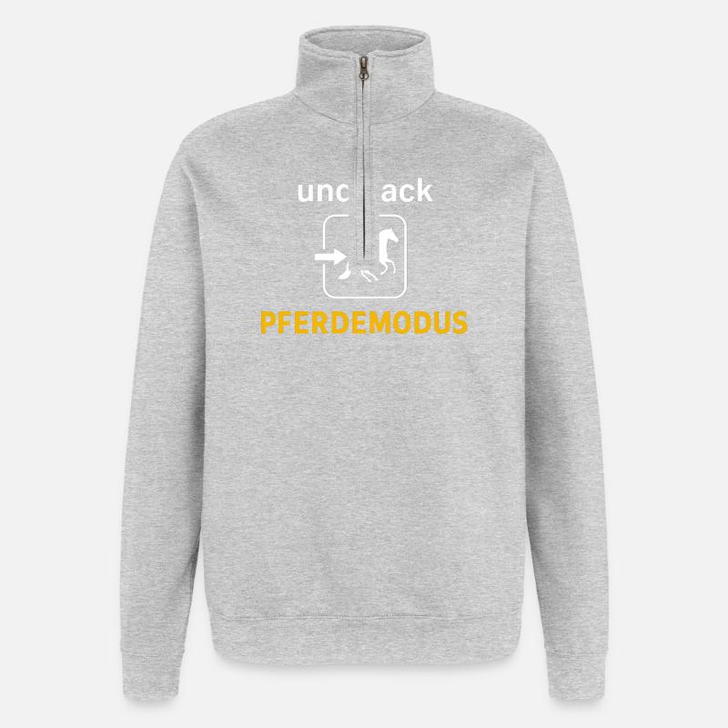 Iconographie du mode cheval - Sweat à zip 1/4 - gris chiné