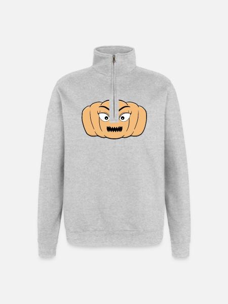 Haunted Halloween Spooky Pumpkin - Quarter-Zip Sweatshirt - heather grey