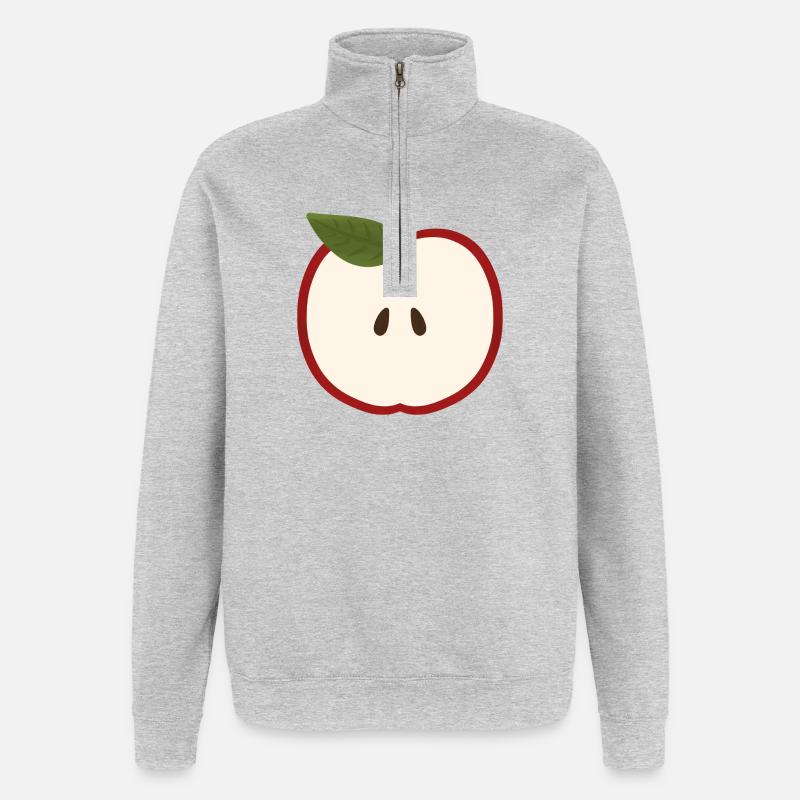 Apfel Halb Illustration - Quarter-Zip-Sweatshirt - Grau meliert
