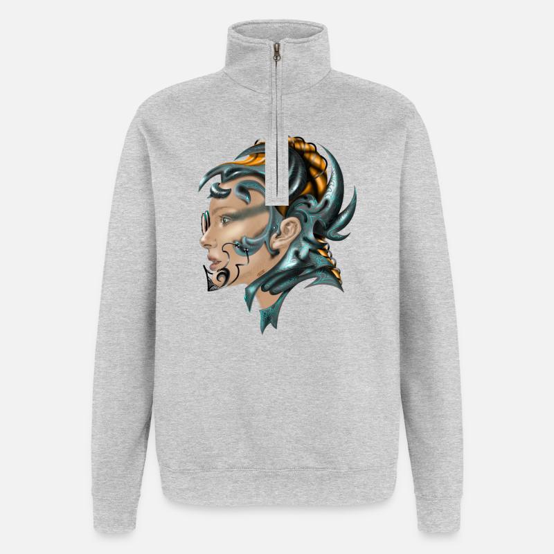 Steampunk - Sweat à zip 1/4 - gris chiné