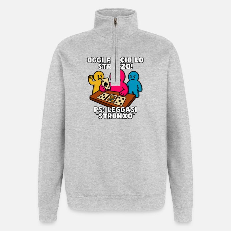 Heute bin ich ein Kredithai! - Quarter-Zip-Sweatshirt - Grau meliert
