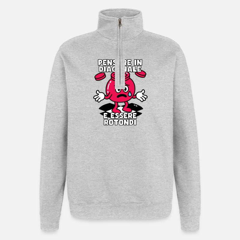 Diagonal denken, rund sein - Quarter-Zip-Sweatshirt - Grau meliert