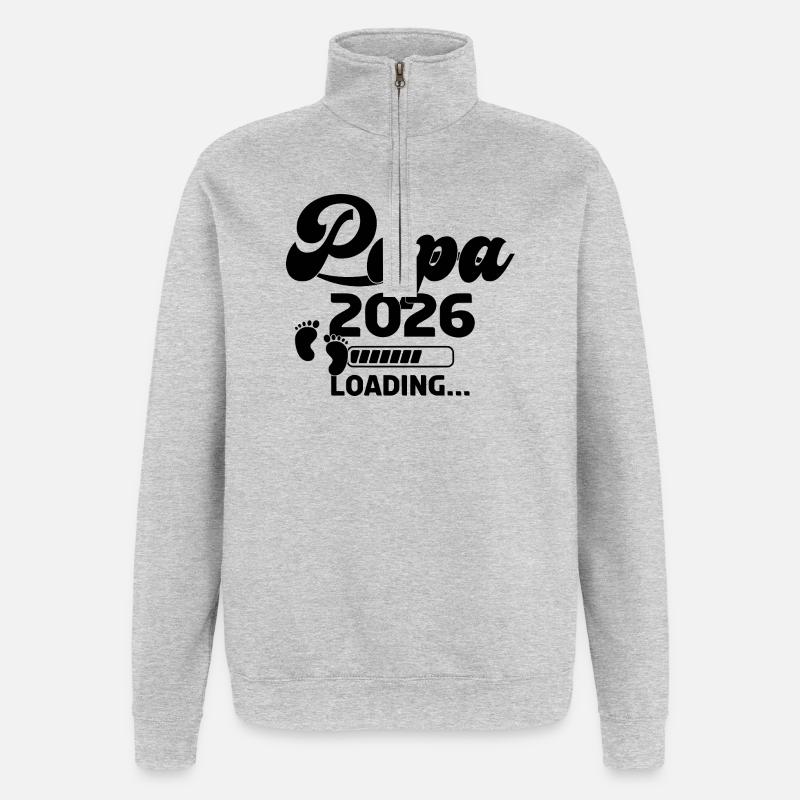 Papa 2026 Loading - Quarter-Zip-Sweatshirt - Grau meliert