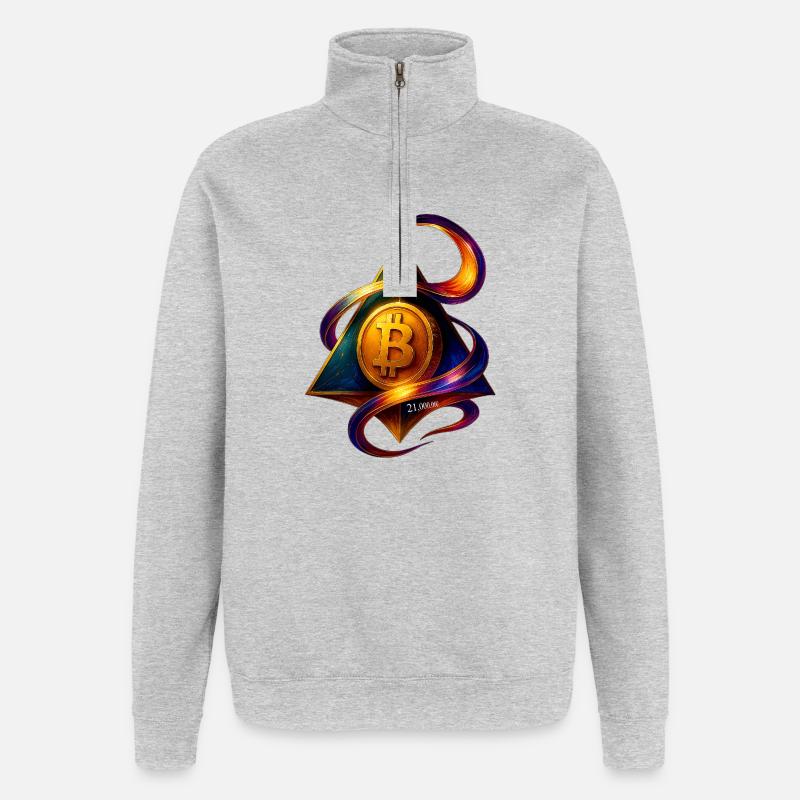 Conception créative Bitcoin et Blockchain - Sweat à zip 1/4 - gris chiné