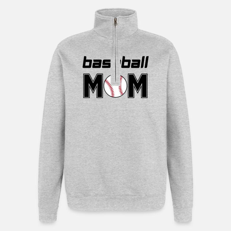 Maman de baseball - Sweat à zip 1/4 - gris chiné