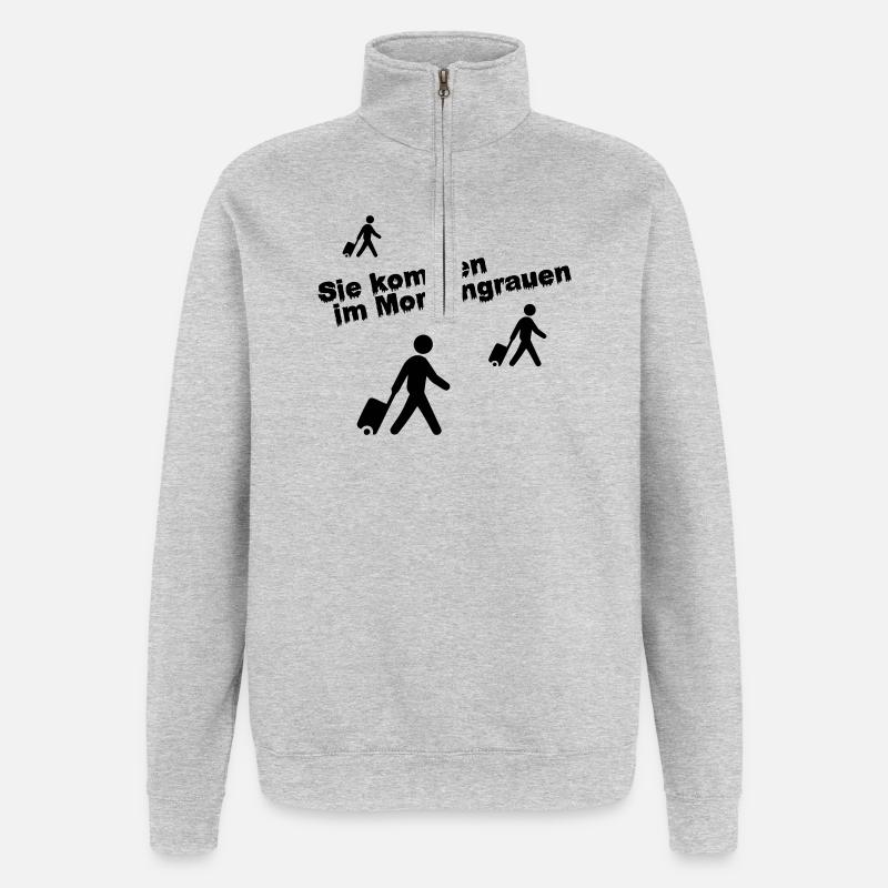 Valise à roulettes à l’aube - Sweat à zip 1/4 - gris chiné