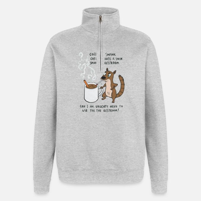 Kaffee Notfall Beutier Eichhörnchen Kippe  - Quarter-Zip-Sweatshirt - Grau meliert