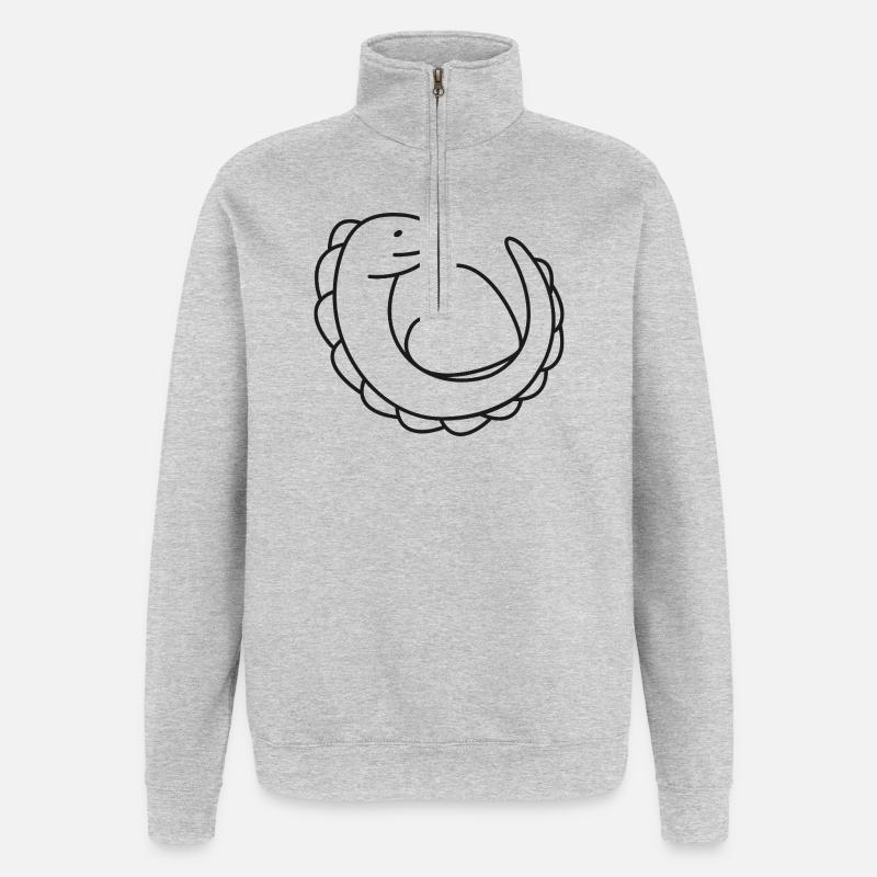 Echse mit Herz – Gecko, Liebe & Schutzsymbol - Quarter-Zip-Sweatshirt - Grau meliert