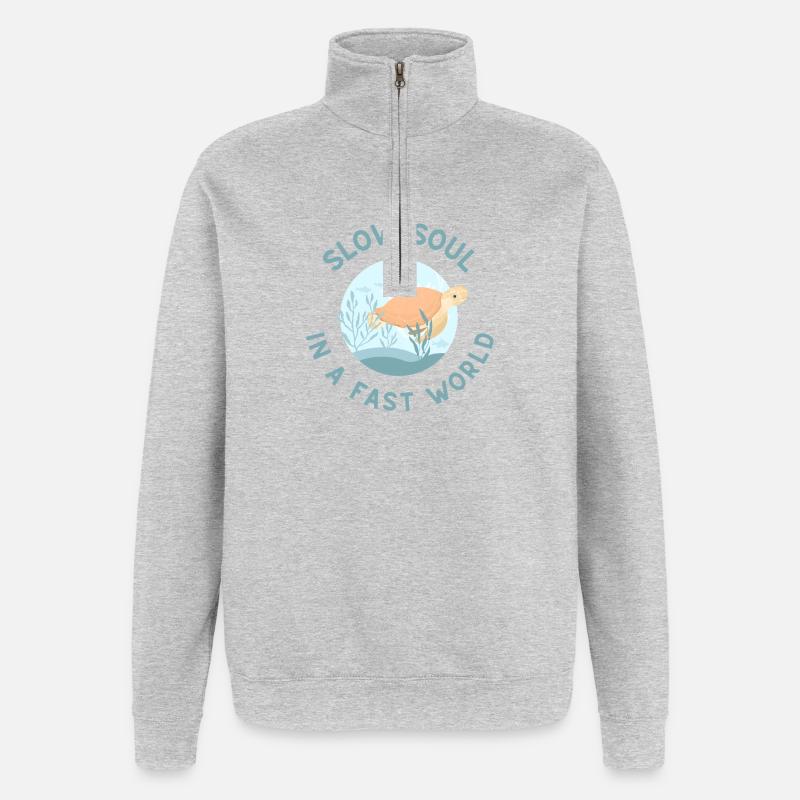 L’âme lente dans un monde rapide - Sweat à zip 1/4 - gris chiné