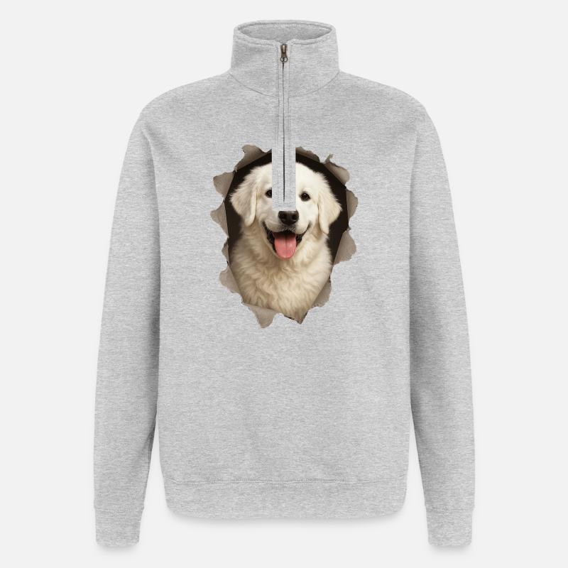 Kuvasz - Sweat à zip 1/4 - gris chiné