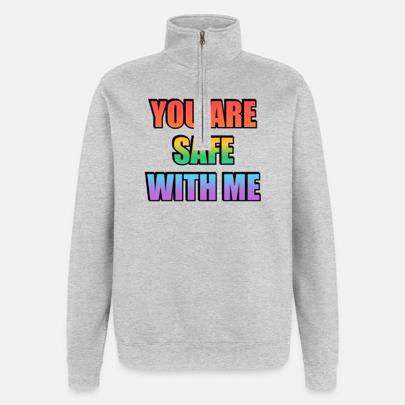 You Are Safe With Me Gradient - Quarter-Zip Sweatshirt - heather grey