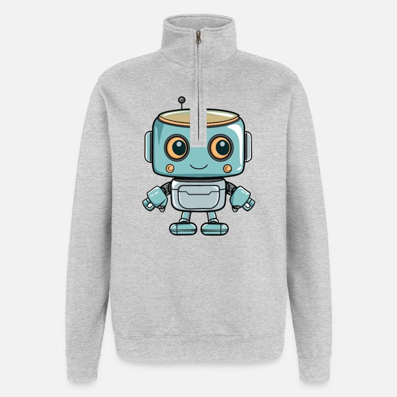 Imprimé robot mignon pour les enfants - Sweat à zip 1/4 - gris chiné