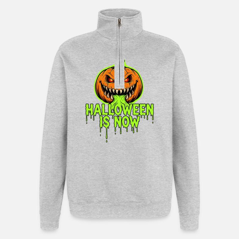 Halloween, c’est maintenant - Sweat à zip 1/4 - gris chiné