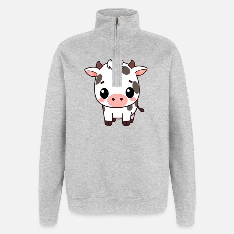 Süsse Kuh - Quarter-Zip-Sweatshirt - Grau meliert
