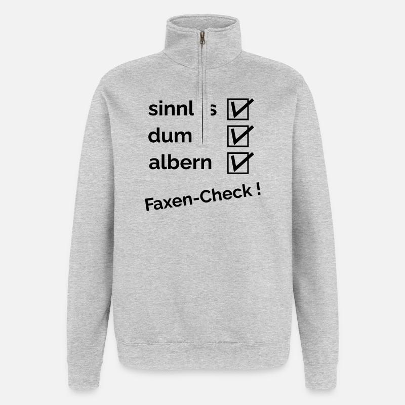 Faxen-Check - Quarter-Zip-Sweatshirt - Grau meliert