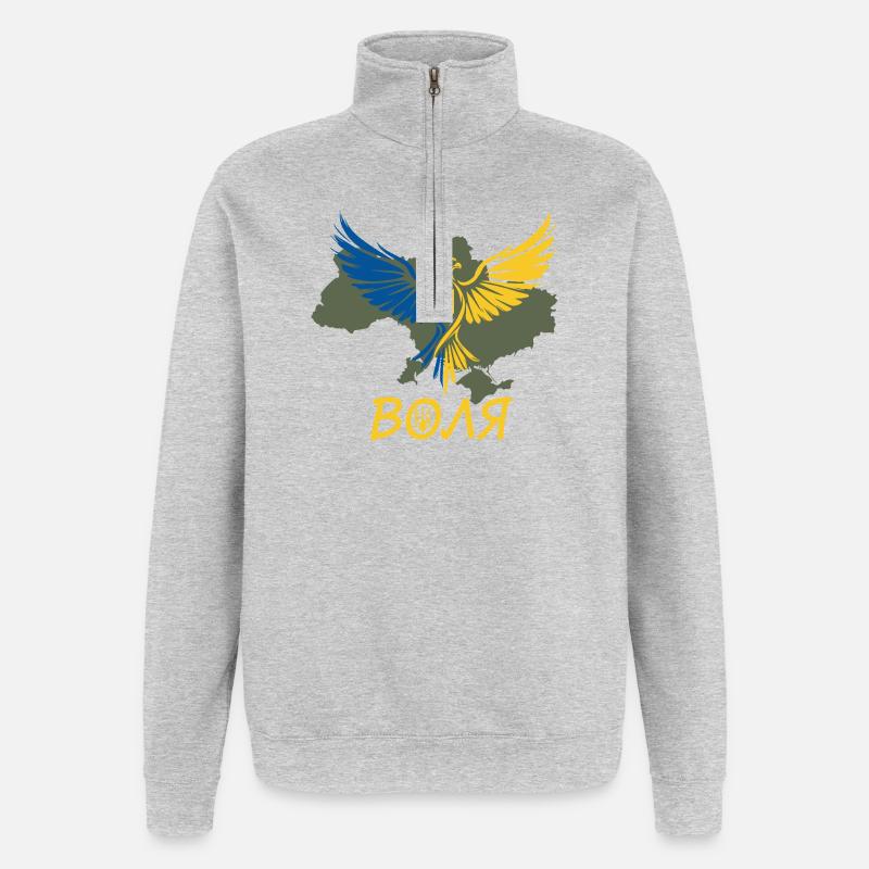 Volya Eagle on Ukraine Map - Quarter-Zip Sweatshirt - heather grey