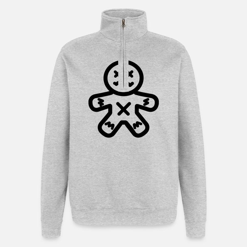 Poupée Vaudou - Sweat à zip 1/4 - gris chiné