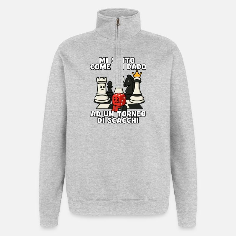 Comme un dé à damier - Sweat à zip 1/4 - gris chiné