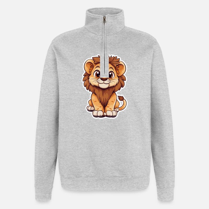 Löwe - Quarter-Zip-Sweatshirt - Grau meliert