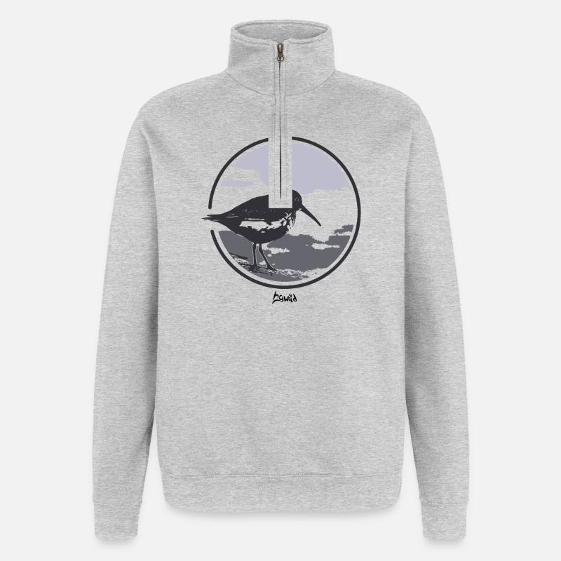 HGWILD - Bécasseau variable - Sweat à zip 1/4 - gris chiné