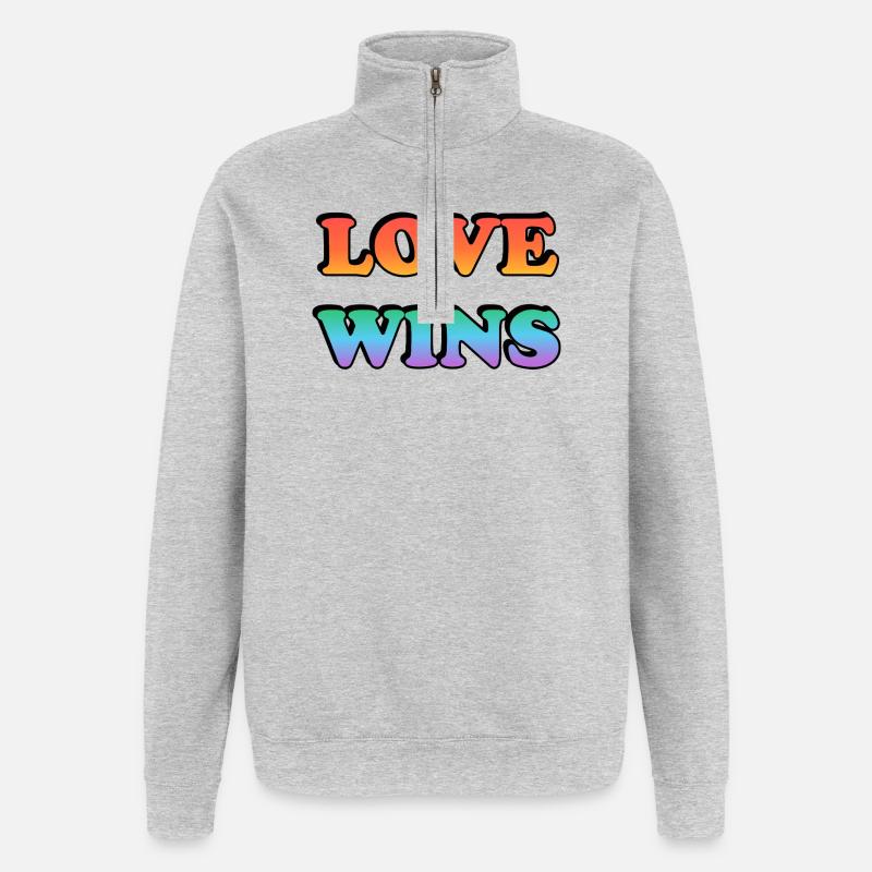 Liebe gewinnt Stolz Gradient - Quarter-Zip-Sweatshirt - Grau meliert