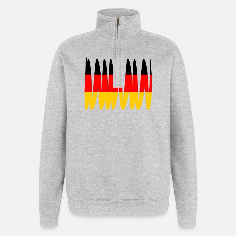 Deutschland Flagge - Quarter-Zip-Sweatshirt - Grau meliert