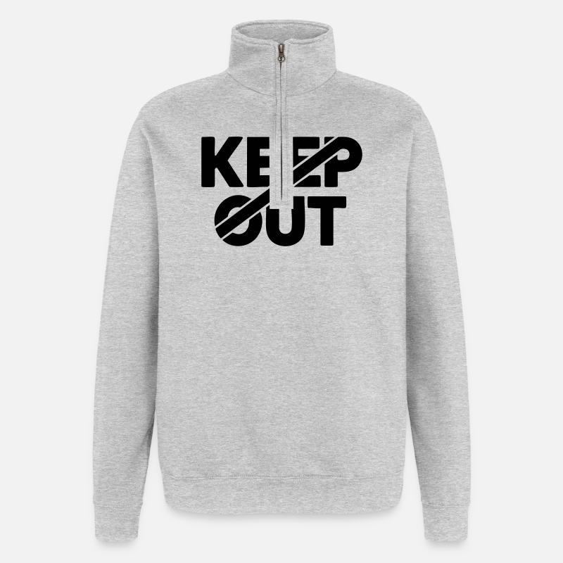 Panneau d’avertissement d’interdiction d’entrée - Sweat à zip 1/4 - gris chiné