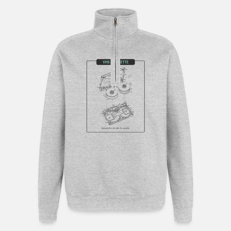 Retro Sketch VHS Kassette - Quarter-Zip-Sweatshirt - Grau meliert