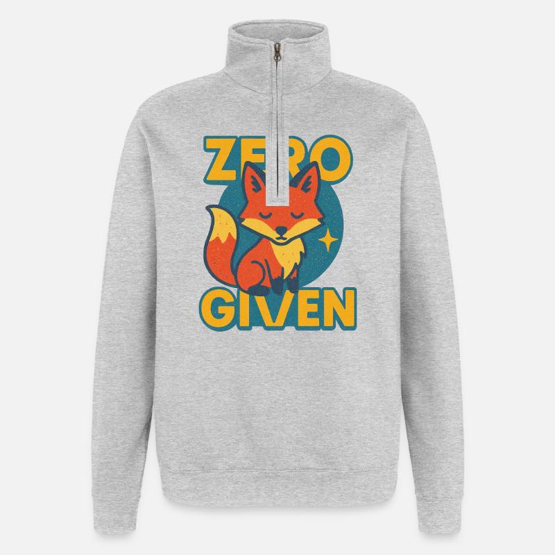 Zero Fox mit Logo - Quarter-Zip-Sweatshirt - Grau meliert