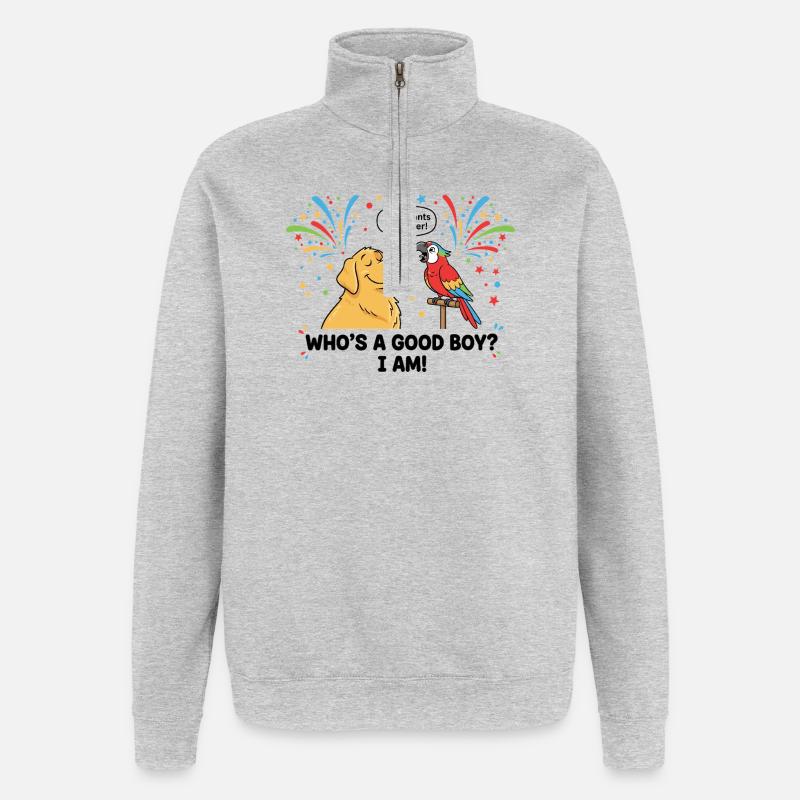 Wer ist ein braver Junge ? - Quarter-Zip-Sweatshirt - Grau meliert